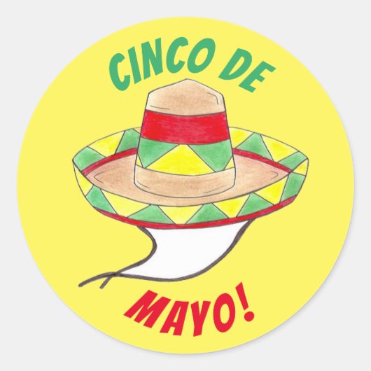 Cinco de Mayo Mexican Fiesta Sombrero Pet Party Ronde Sticker (Voorkant)