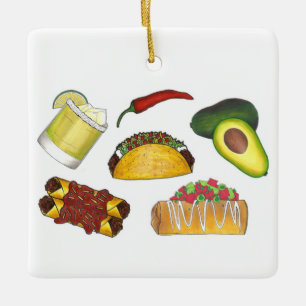 Cinco de Mayo Mexican Fiesta Taco Piñata Sombrero Keramisch Ornament