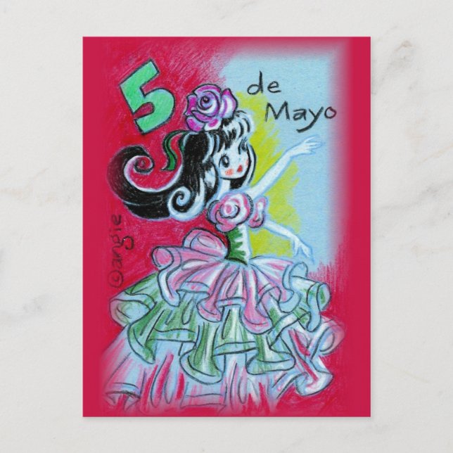 Cinco De Mayo Mexican Flamenco Dancer Briefkaart (Voorkant)