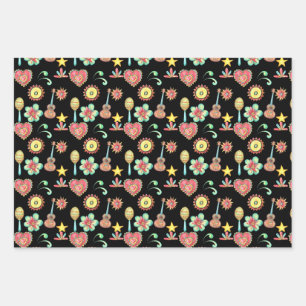 Cinco De Mayo Mexican Folk Art Pattern Inpakpapier Vel