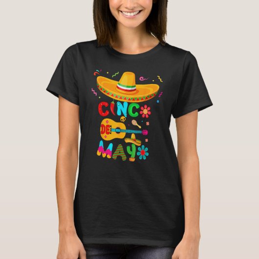 Cinco De Mayo Mexican Guitar Cactus for Men Women  T-shirt (Voorkant)