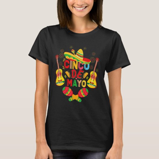 Cinco De Mayo Mexican Guitar Cactus for Men Women  T-shirt (Voorkant)