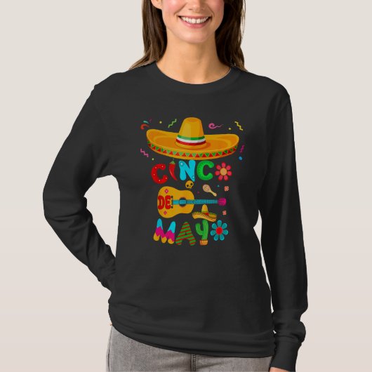 Cinco De Mayo Mexican Guitar Cactus for Men Women T-shirt (Voorkant)