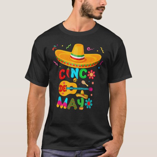 Cinco De Mayo Mexican Guitar Cactus for Men Women  T-shirt (Voorkant)
