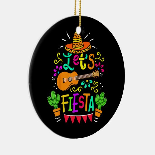 Cinco De Mayo Mexican Guitar Cactus Keramisch Ornament (Rechts)