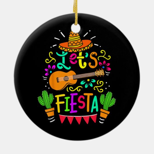 Cinco De Mayo Mexican Guitar Cactus Keramisch Ornament (Achterkant)