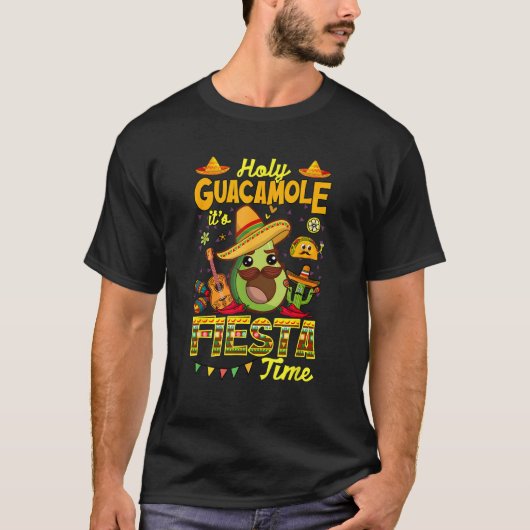Cinco De Mayo Mexican Guitar Holy Guacamole Fiesta T-shirt (Voorkant)