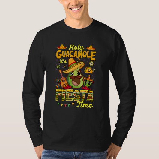 Cinco De Mayo Mexican Guitar Holy Guacamole Fiesta T-shirt (Voorkant)