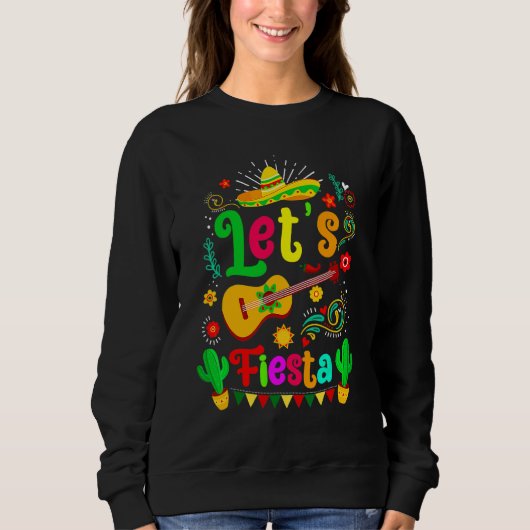 Cinco De Mayo Mexican Guitar Lets Fiesta Cactus me Trui (Voorkant)