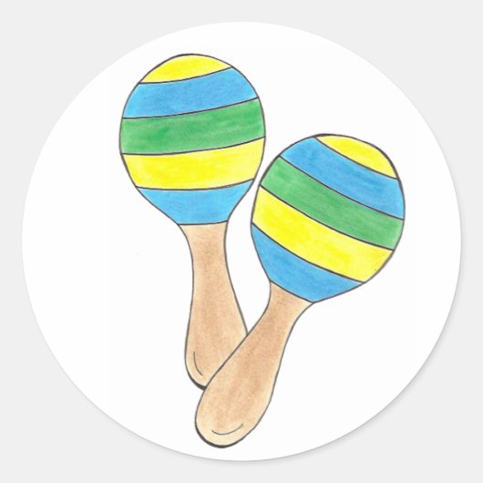 Cinco de Mayo Mexican Maracas Musical Instrument Ronde Sticker (Voorkant)