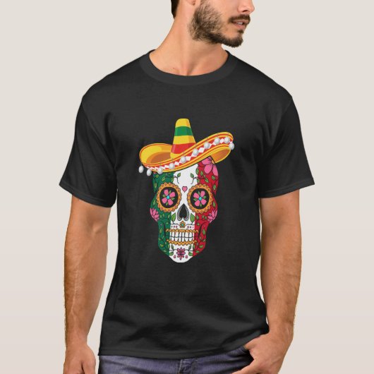 Cinco de Mayo mexican skull celebrate fiesta T-shirt (Voorkant)