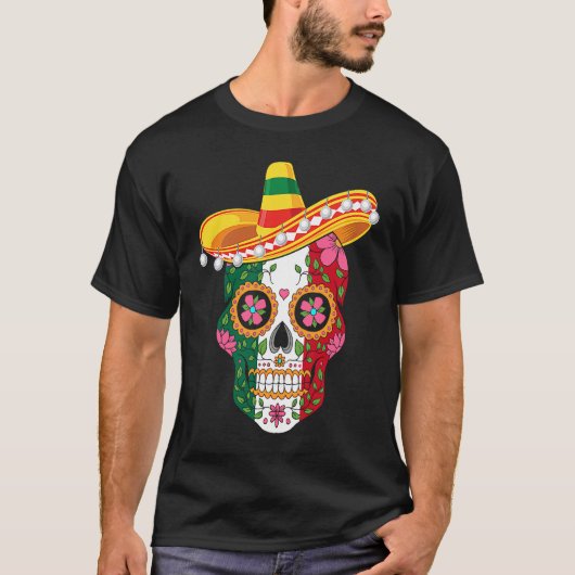Cinco de Mayo mexican skull celebrate fiesta T-shirt (Voorkant)
