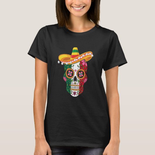 Cinco de Mayo mexican skull celebrate fiesta T-shirt (Voorkant)