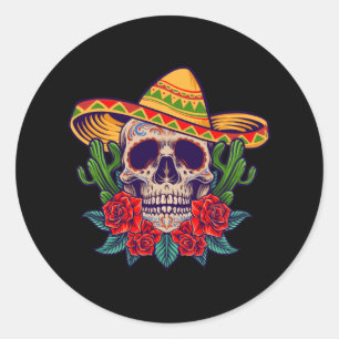 Cinco de mayo mexican skull ronde sticker
