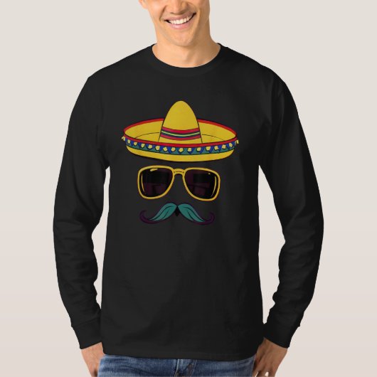 Cinco De Mayo Mexican Sombrero Face Sunglasses 3 T-shirt (Voorkant)