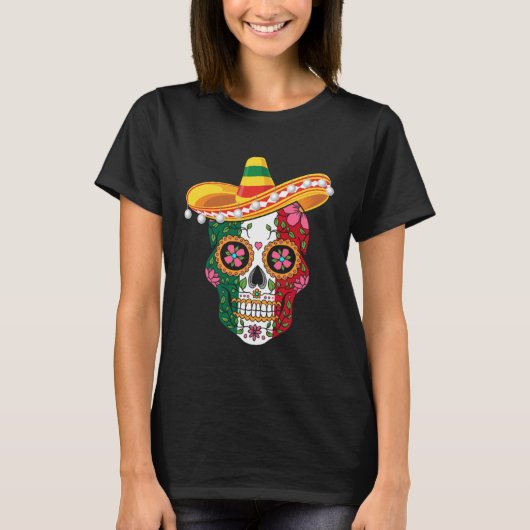Cinco De Mayo Mexican Sugar Skull Love Mexico T-shirt (Voorkant)