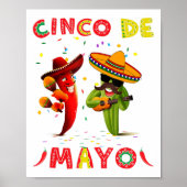 Cinco De Mayo Mustache Sunbries Cactus Mexican G Poster (Voorkant)