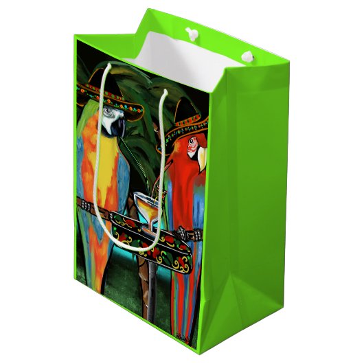 CINCO DE MAYO PAPEGAAIEN   MEDIUM CADEAUZAKJE (Voorkant Gekanteld)