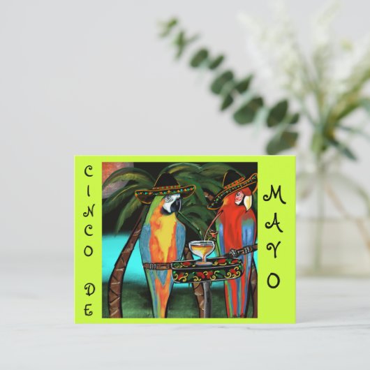 CINCO DE MAYO PARROTS BRIEFKAART (Staand voorkant)