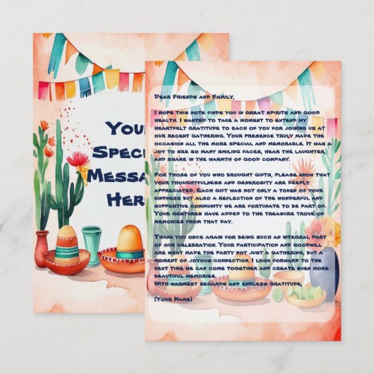 Cinco De Mayo Party Bedankkaart (Voorkant / Achterkant)