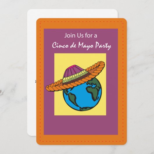 Cinco De Mayo Party Invitation Mexican Pet Wereldb Kaart (Voorkant / Achterkant)