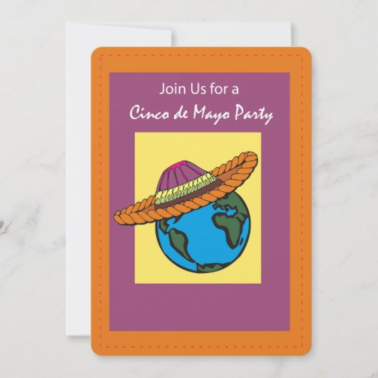 Cinco De Mayo Party Invitation Mexican Pet Wereldb Kaart (Voorkant)