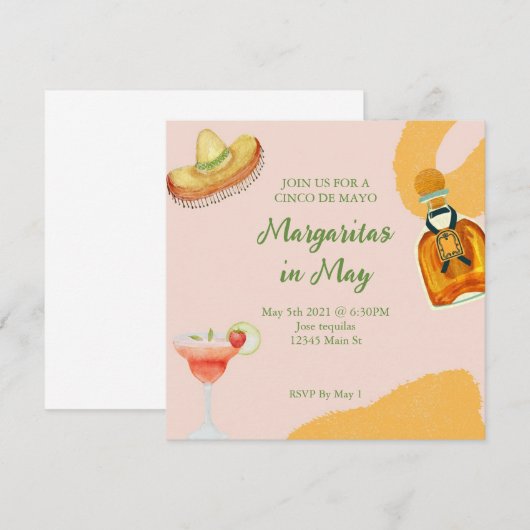 cinco de mayo party kaart (Voorkant / Achterkant)