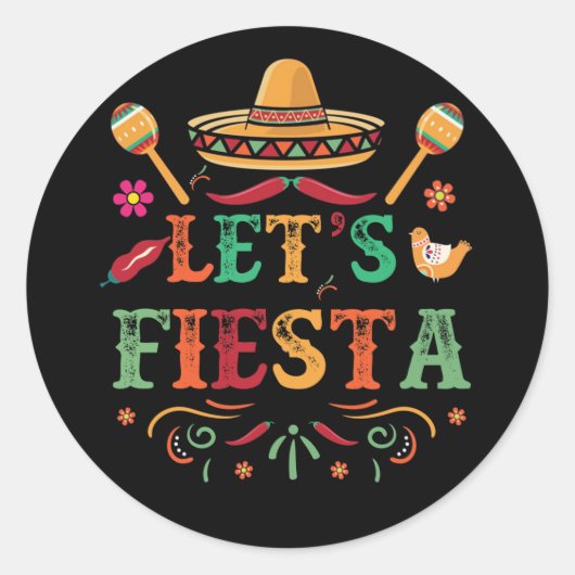 Cinco De Mayo Party Lets Fiesta Mexican Ronde Sticker (Voorkant)