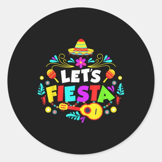 Cinco De Mayo Party Lets Fiesta Mexican Ronde Sticker (Voorkant)