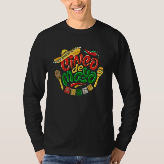 Cinco de mayo party lets fiesta mexican sombrero M T-shirt (Voorkant)