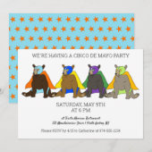Cinco De Mayo Party Mexicaanse Beren van Luchador Kaart (Voorkant / Achterkant)