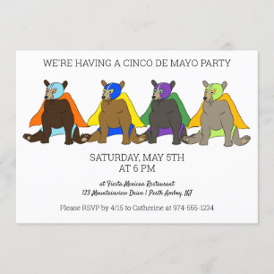Cinco De Mayo Party Mexicaanse Beren van Luchador Kaart