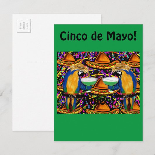 Cinco De Mayo Party Parrot Uitnodiging Briefkaart (Voorkant / Achterkant)