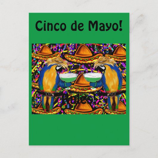 Cinco De Mayo Party Parrot Uitnodiging Briefkaart (Voorkant)
