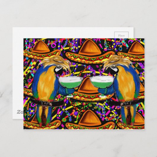 Cinco De Mayo Party Parrot Uitnodiging Briefkaart (Voorkant / Achterkant)