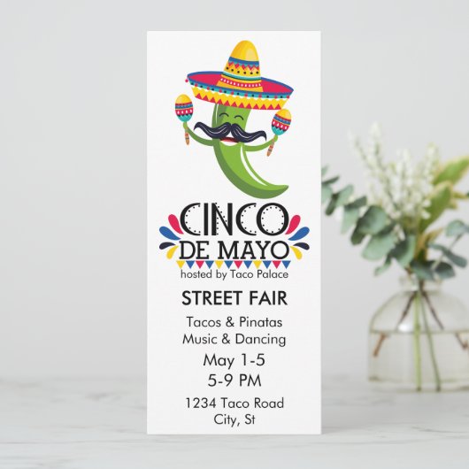 Cinco de Mayo Party Pepper Sombrero Kaart (Staand voorkant)