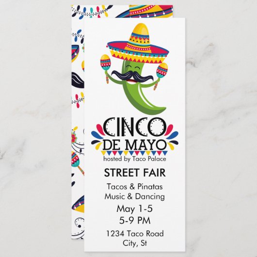 Cinco de Mayo Party Pepper Sombrero Kaart (Voorkant / Achterkant)