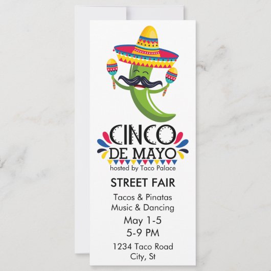 Cinco de Mayo Party Pepper Sombrero Kaart (Voorkant)