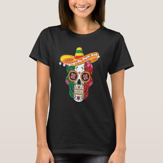 Cinco De Mayo Party Sugar Skull Men Women Mexican  T-shirt (Voorkant)
