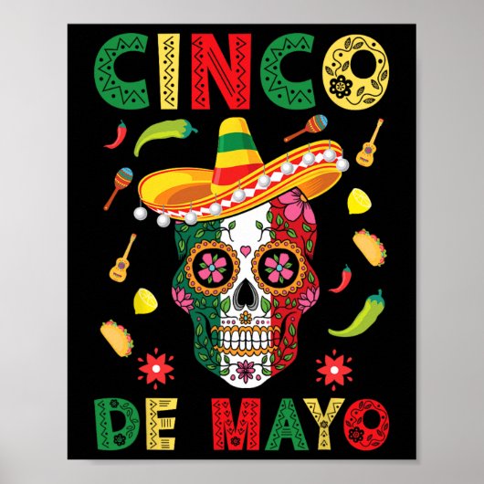 Cinco de Mayo Party Suikerschedel Mexicaanse Fiest Poster (Voorkant)
