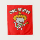 Cinco de Mayo Party Tapestry: "CINCO DE MEOW" — Ka Wandkleed (Voorkant)