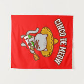 Cinco de Mayo Party Tapestry: "CINCO DE MEOW" — Ka Wandkleed (Voorkant (horizontaal))