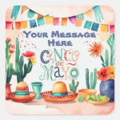 Cinco De Mayo Party Vierkante Sticker (Voorkant)