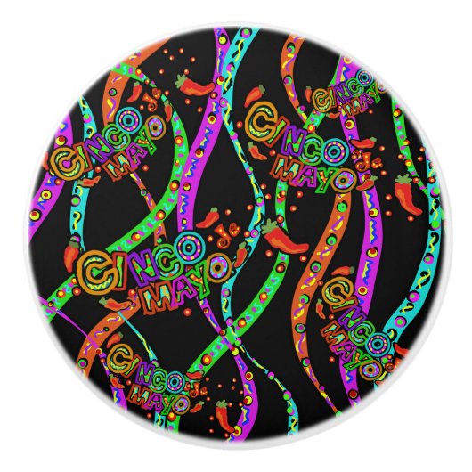 Cinco de Mayo-patroon Keramische Knop (Voorkant)