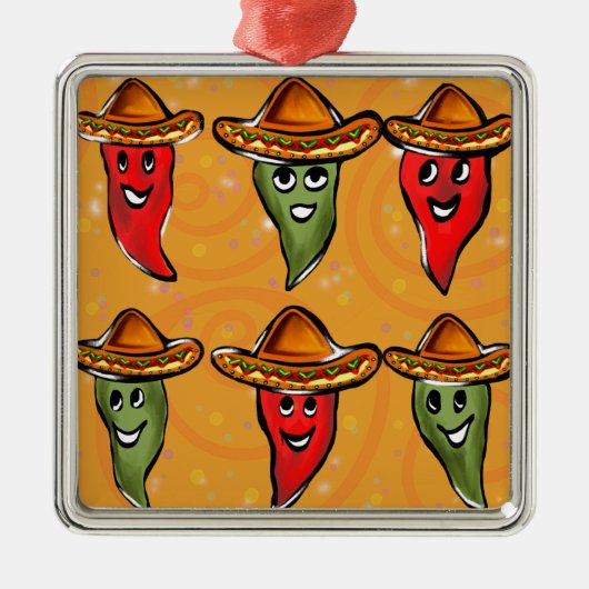 Cinco de Mayo Pepers Metalen Ornament (Voorkant)