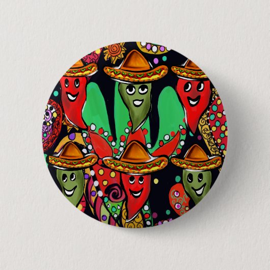 Cinco de Mayo Pepers Ronde Button 5,7 Cm (Voorkant)