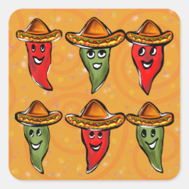 Cinco de Mayo Pepers Vierkante Sticker