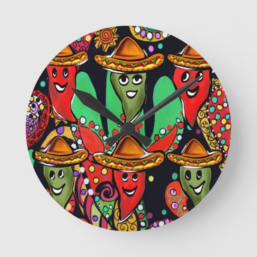 Cinco de Mayo Peppers Ronde Klok (Voorkant)