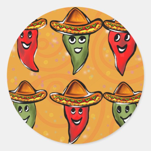 Cinco de Mayo Peppers Ronde Sticker (Voorkant)