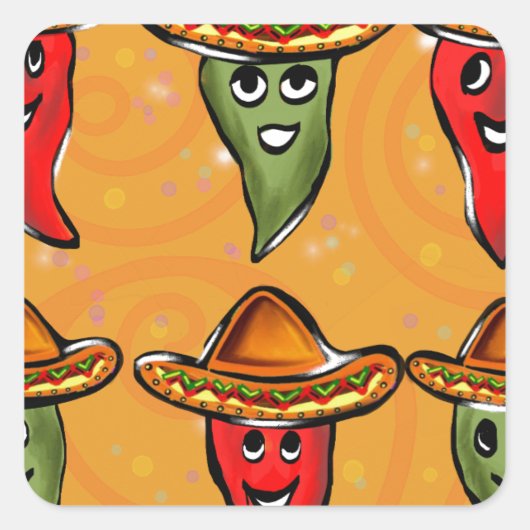 Cinco de Mayo Peppers Vierkante Sticker (Voorkant)